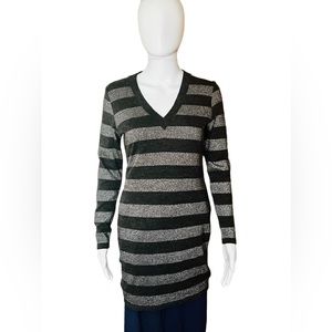 Michael Kors black and gray striped tunic sweater